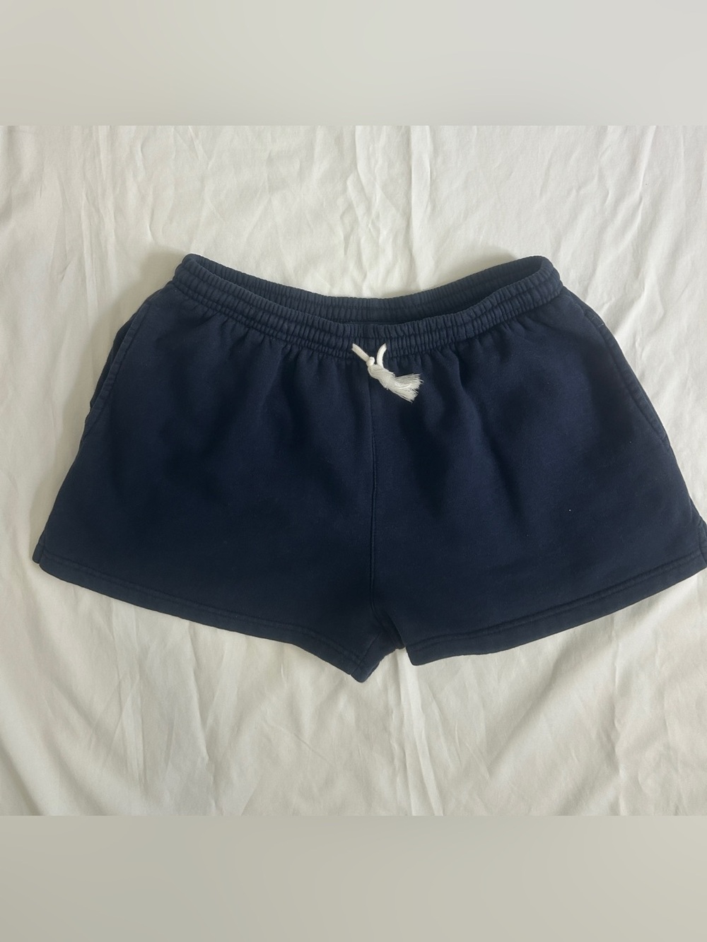 Brandy Melville Navy Blue Fleece Sweat Shorts Elastic Drawstring Waist /One Size - Picture 5 of 7